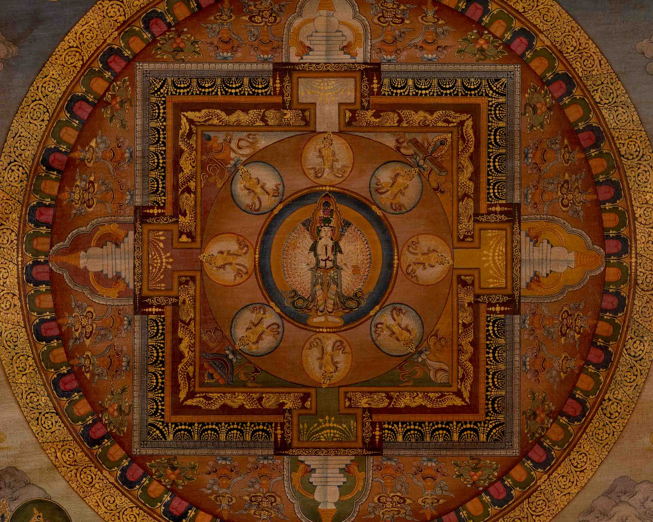 Vinatge Lokeshvara Chenresig Thangka | Traditional Artwork | Wall Decors