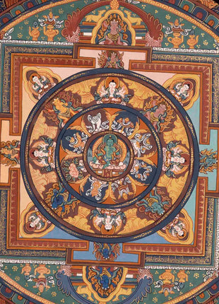 Green Tara Mandala Thangka | Traditional Painting