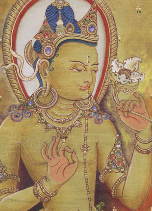 Himalayan White Tara Buddha Goddess Thangka Print | Vajrayana Buddhist Art Of Mother Tara For Prayers