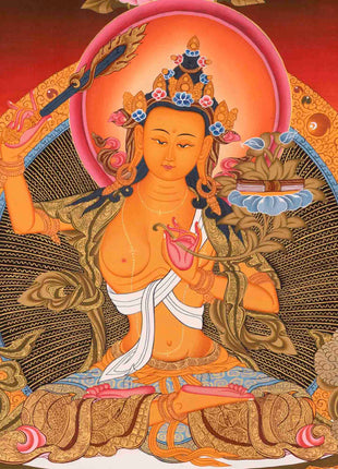 Wisdom Bodhisattva Manjushri | Religious Buddhist Thangka | Wall Decors