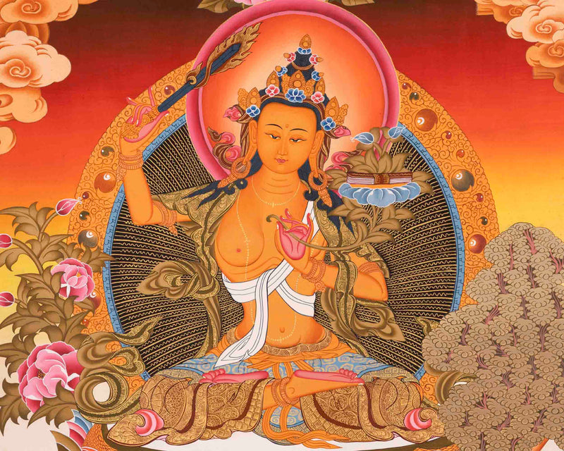 Wisdom Bodhisattva Manjushri | Religious Buddhist Thangka | Wall Decors