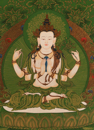 Chengrezig Thangka | Bodhisattva Avalokiteshvara | Wall Decoration Artifacts
