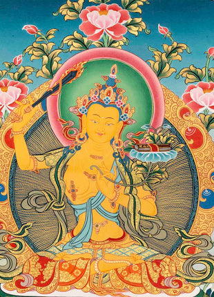 Hand Painted Manjushree Bodhisattva Thangka | Traditional Buddhist Art