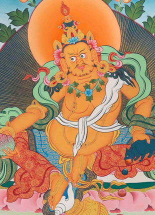 Dzambala Kubera Thangka Painting | Deity Of Wealth | Wall Decors