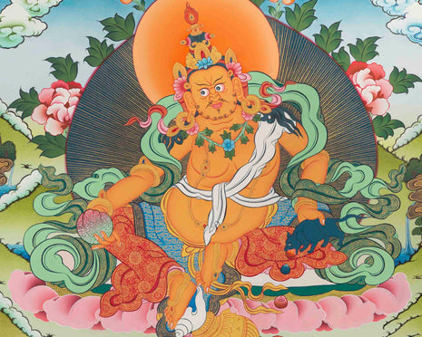 Dzambala Kubera Thangka Painting | Deity Of Wealth | Wall Decors