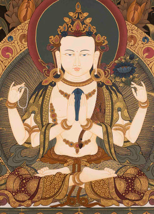 Avalokitesvara Chengrezig Thangka | Wall Hanging Yoga Thangka