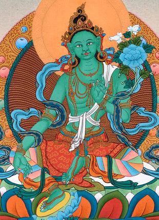 Mother Green Tara Thangka | Tibetan Buddhist Painting