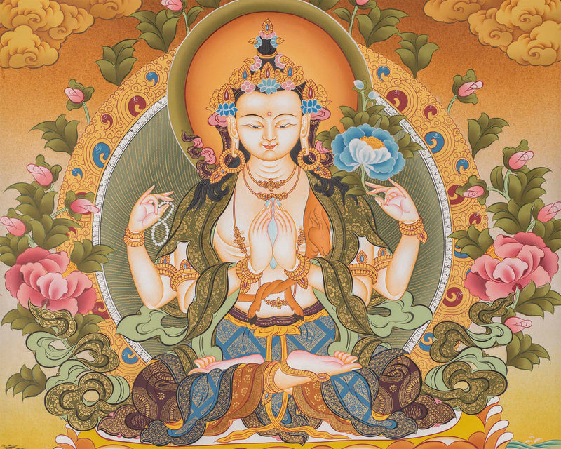 Bodhisattva Avalokiteshvara Tapestry | Chengrezig Thangka