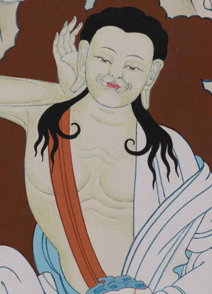 Jetsun Milarepa Hand-Painted Thangka Art | Tibetan Buddhist Master Art For Daily Practice
