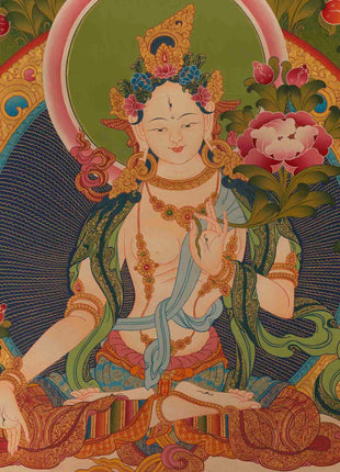 White Tara Thangka | Religious Buddhist Paintinig | Wall Decors