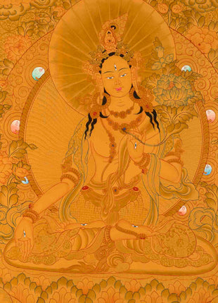 White Tara Thangka Painting | Meditation Canvas Art