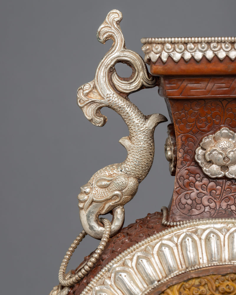 Tibetan Flower Vase | Silver Plated Vase