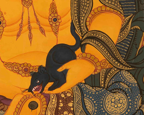 Jhambala Kubera Thangka | HandPainted Buddhist Thangka