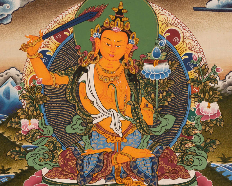 Manjushri Deity Thangka | Wall Hanging Decors