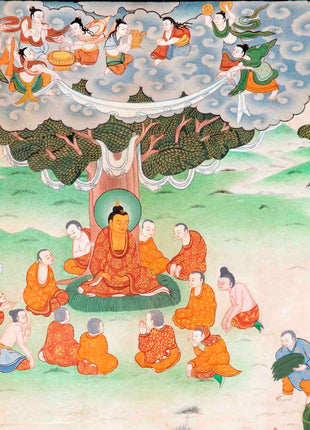 30+ Years Old Thangka With Dhaka Fabric Brocade | Wall Hanging