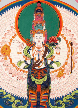 Avalokiteshvara Chenresig Thangka | Tibetan Traditional Painting | Wall Hanging Decors