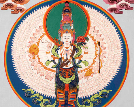 Avalokiteshvara Chenresig Thangka | Tibetan Traditional Painting | Wall Hanging Decors