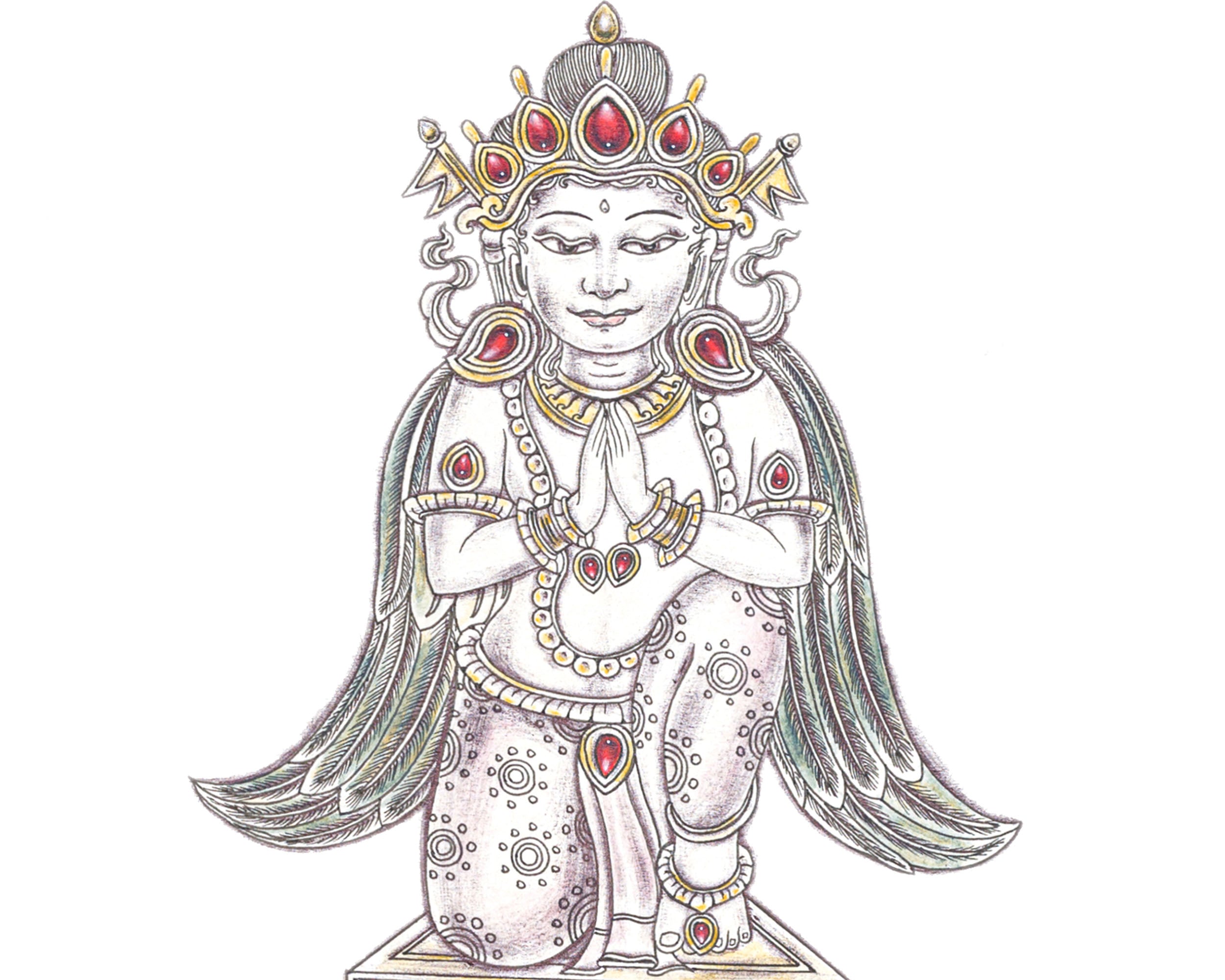 High-Quality Candle Dhale Thangka Print | Candle Stand Thangka Print for Enlightened Reflection