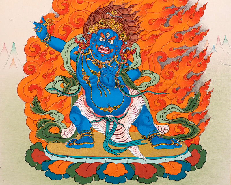 Vajrapani Thangka | Powerful Bodhisattva Painting