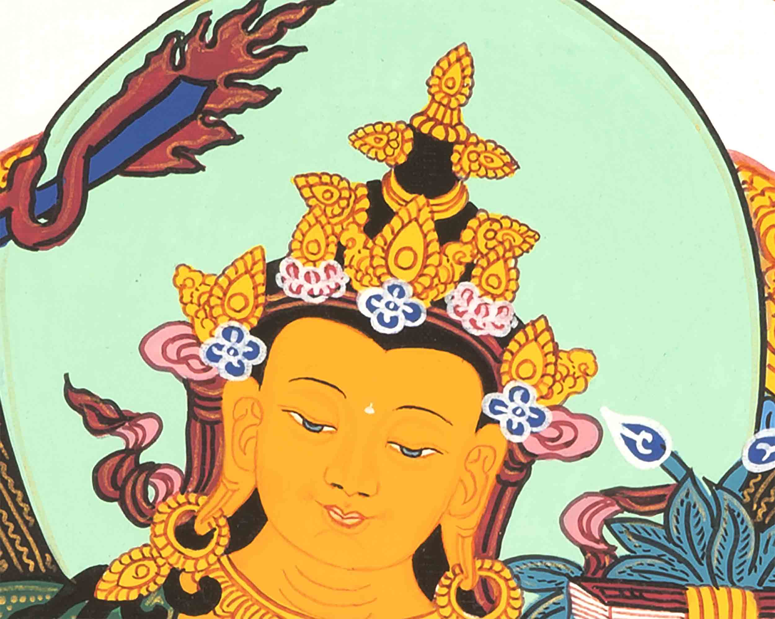 Manjushri Thangka | Deity Of Wisdom And Compassion | Wall Decorations