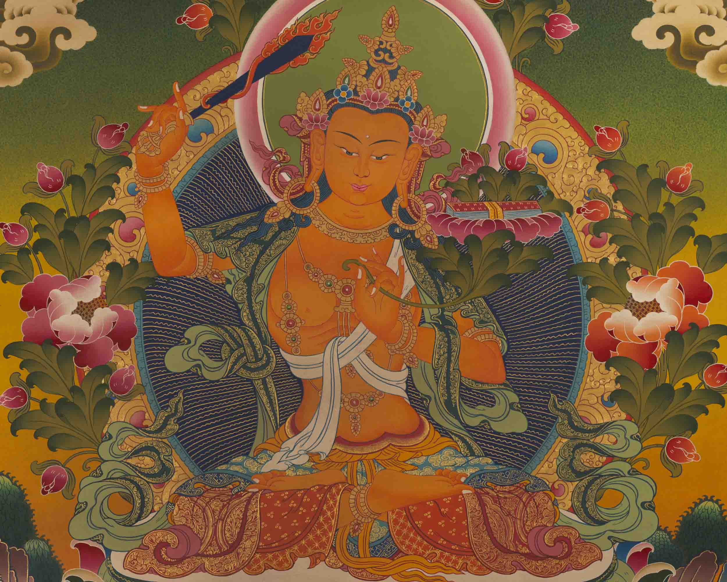 Manjushree Thangka | Bodhisattva Of Wisdom | Wall Decors