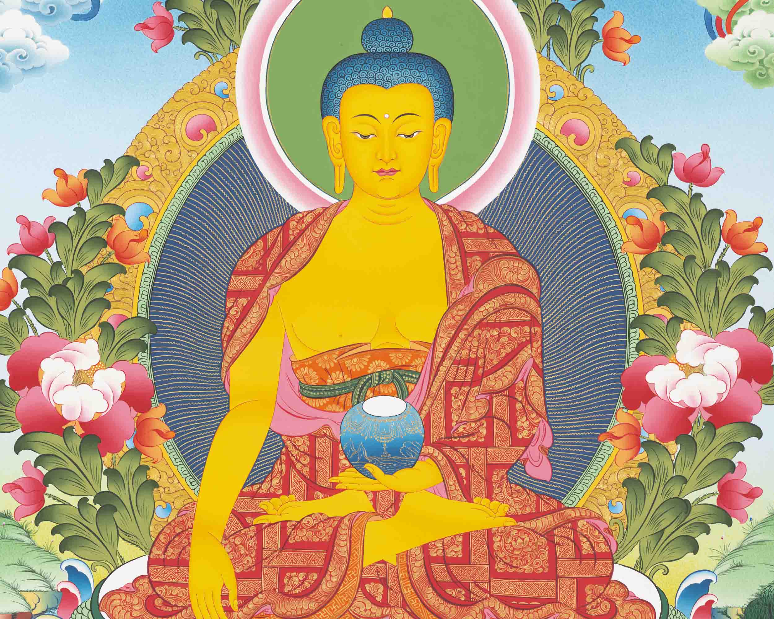 Shakyamuni Buddha Thangka | Religious Buddhist Paint | Wall Decors