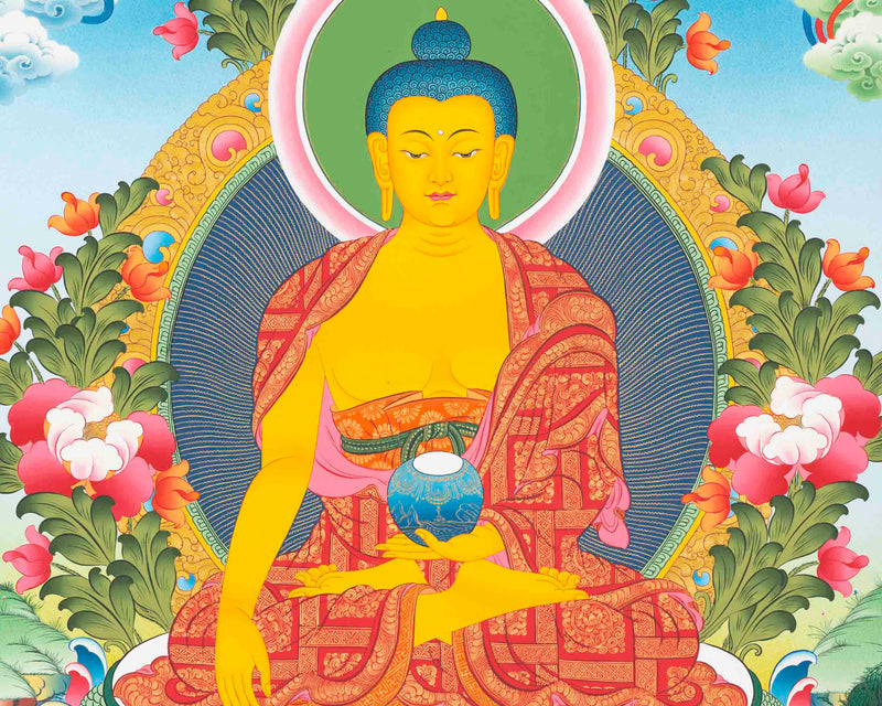 Shakyamuni Buddha Thangka | Religious Buddhist Paint | Wall Decors