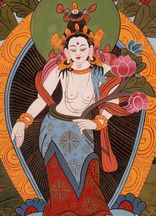 Padmapani Lokeshvara Thangka | Vintage Traditional Art | Wall Decors