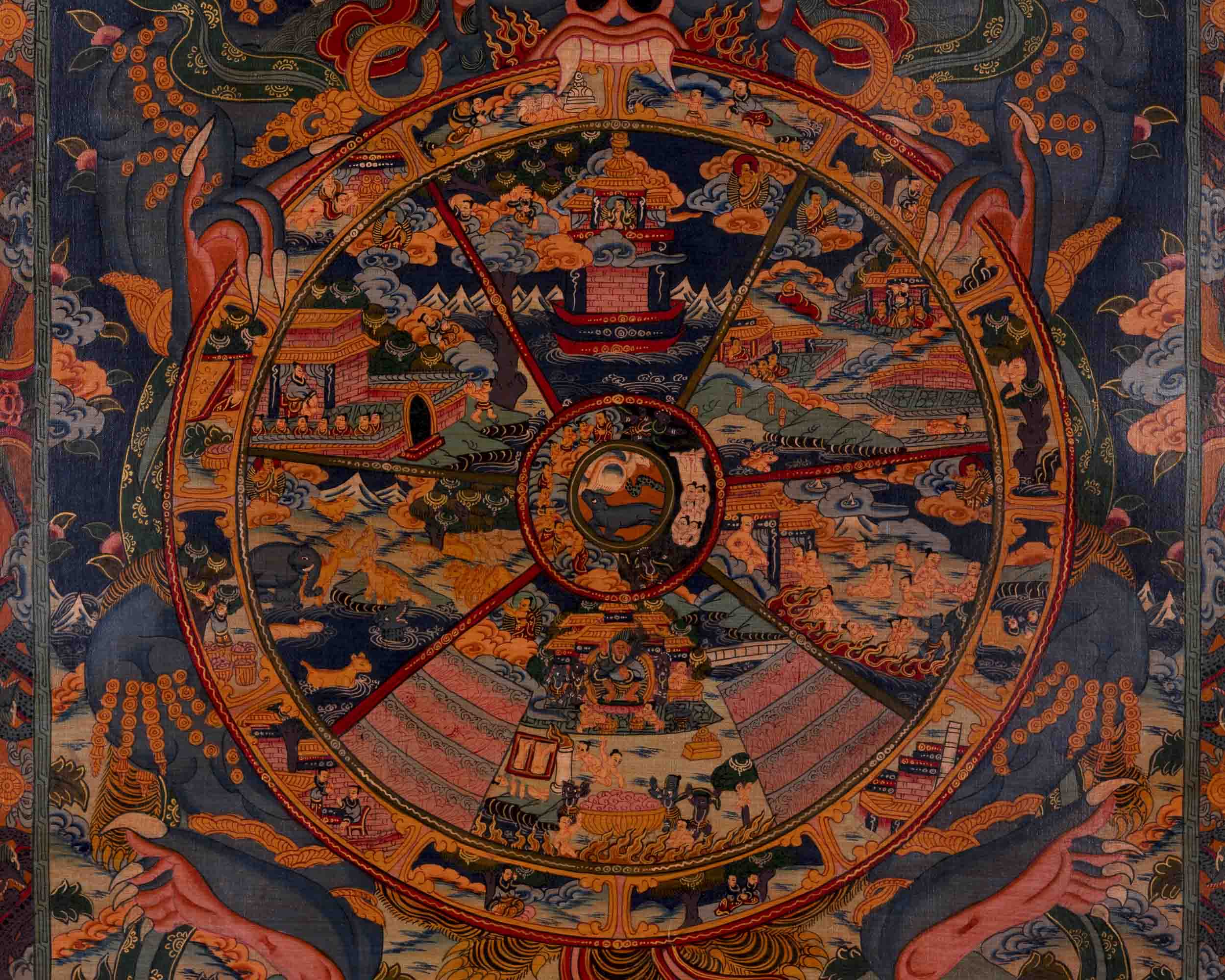 Wheel of Life Thangka | Traditional Tibetan Painting | Wall Decors