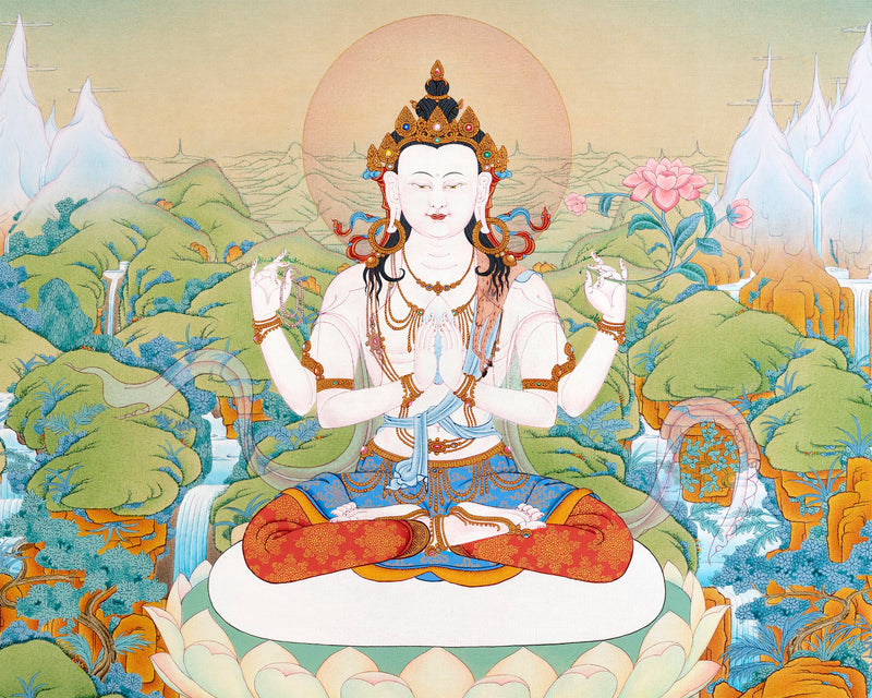 Bodhisattva Thangka | Avalokiteshvara, Manjushri, Vajrapani | Traditional Tibetan Art