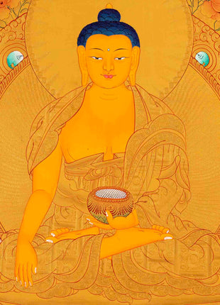 Shakyamuni Buddha Thangka | 24K Gold Painting | Wall Hanging Decors