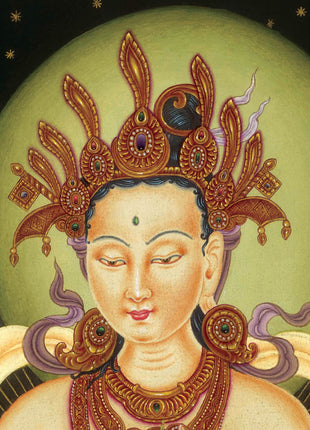 Chandra Dev Giclee Thangka Print | Deity Of Moon | Spiritual Gift Ideas