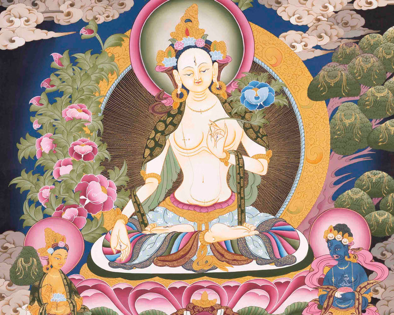 White Tara Thangka | Female Bodhisattva | Wall Hanging Decors