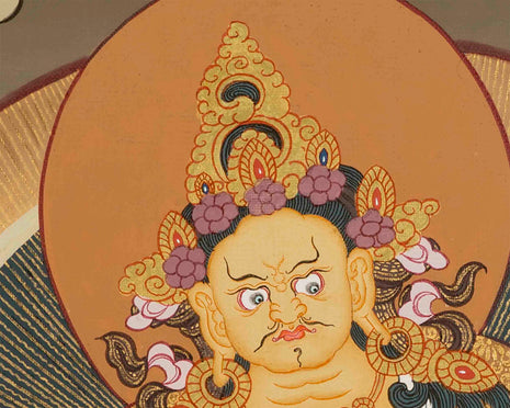 Yellow Dzambala Thangka | Kubera Tibetan Buddhist Thangka