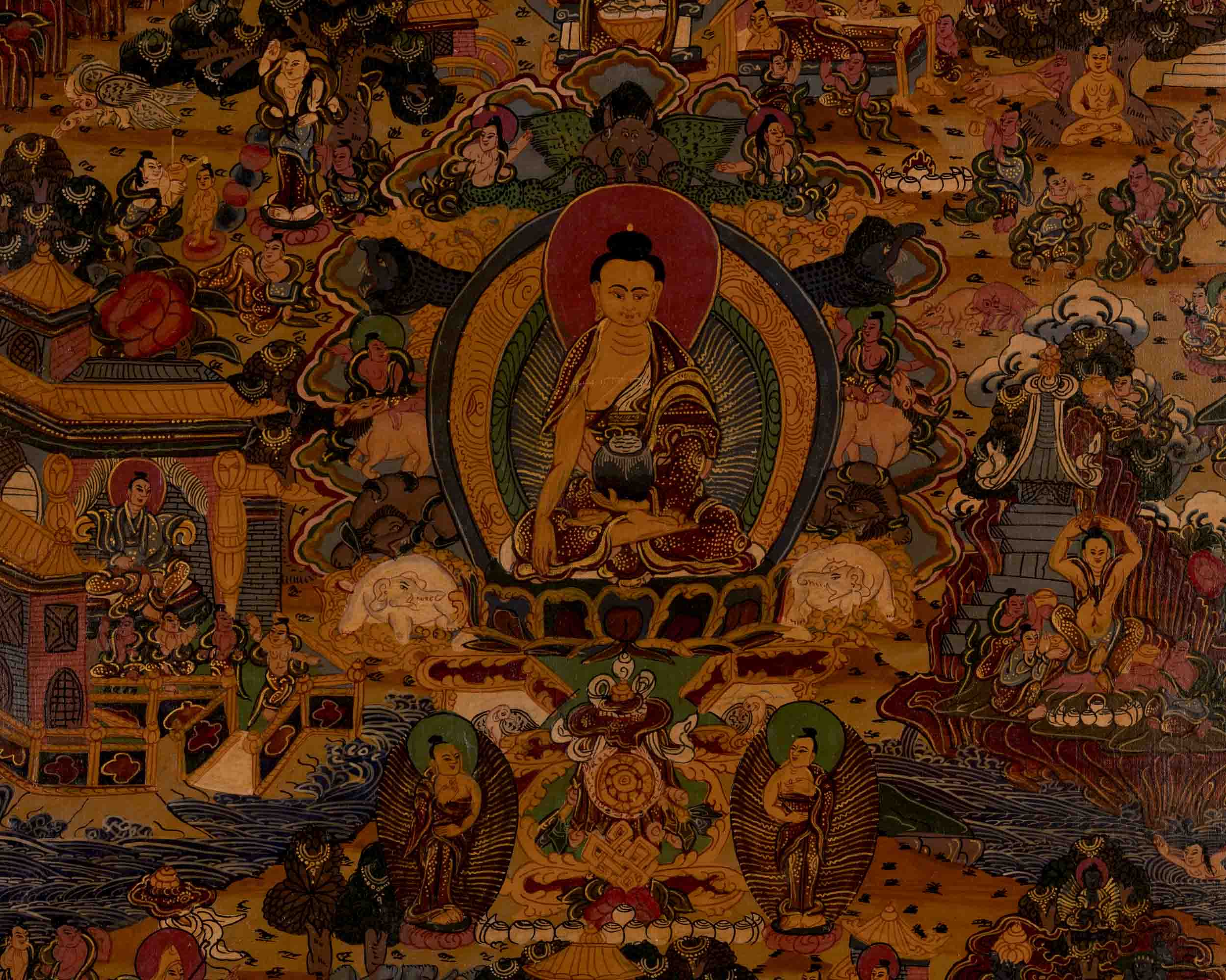 Oil Varnished Buddha life Story | Wall Decoration Painting