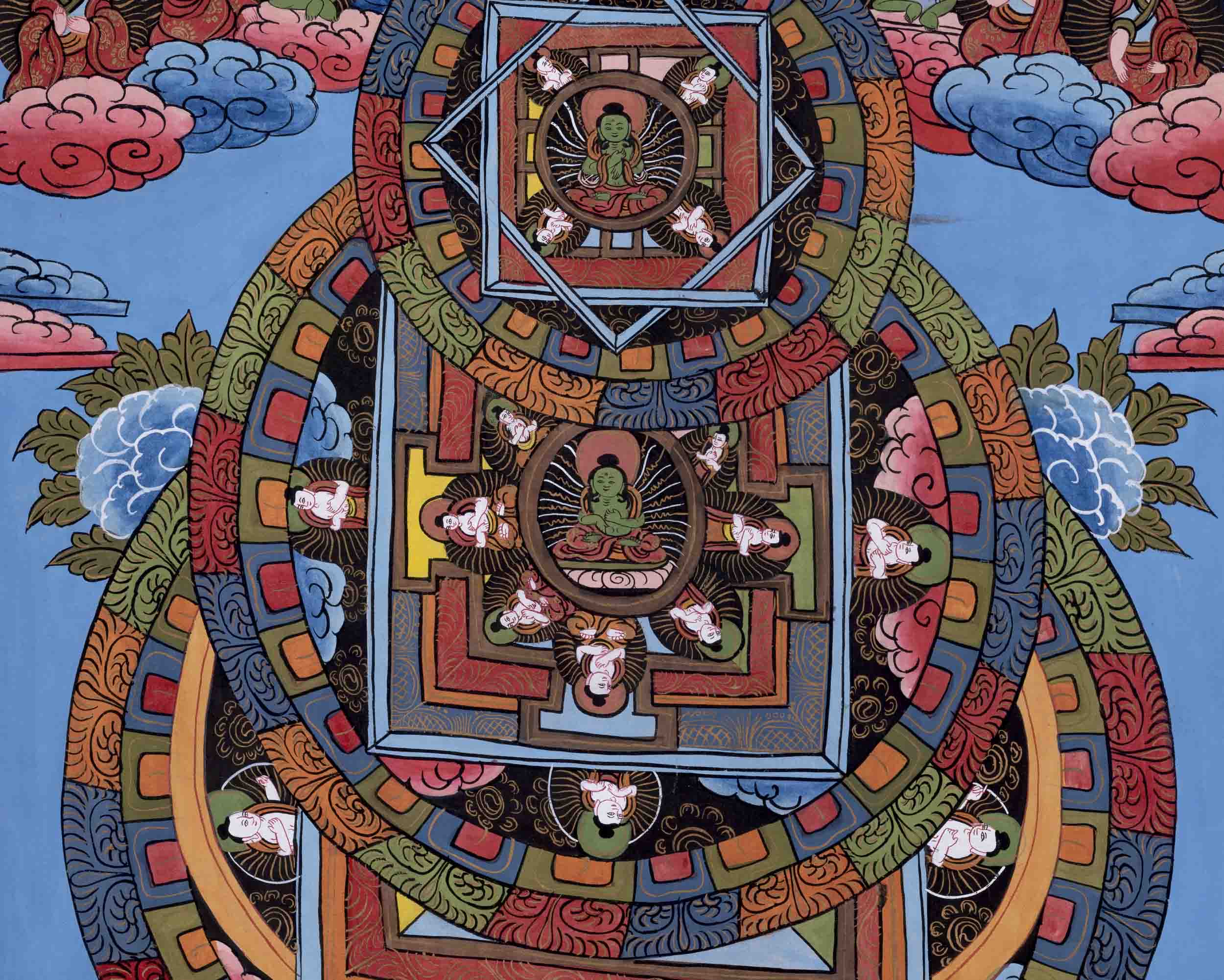 Three Mandala Thangka | Religious Buddhist Painting | Wall Decors