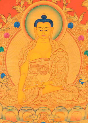Buddhist Shakyamuni Buddha Thangka | Original Hand Painted 24k Gold Thangka