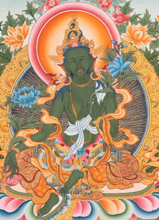 Buddhist Green Tara | Healing Female Deity Thangka