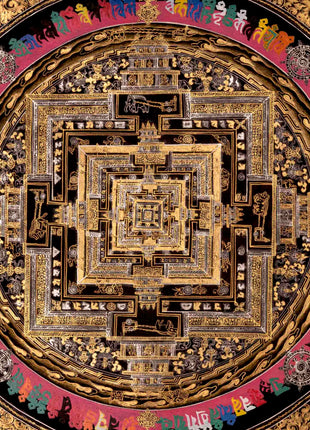 Kalachakra Mandala Thangka | Full 24K Gold Style Art | Religious Wall Decors