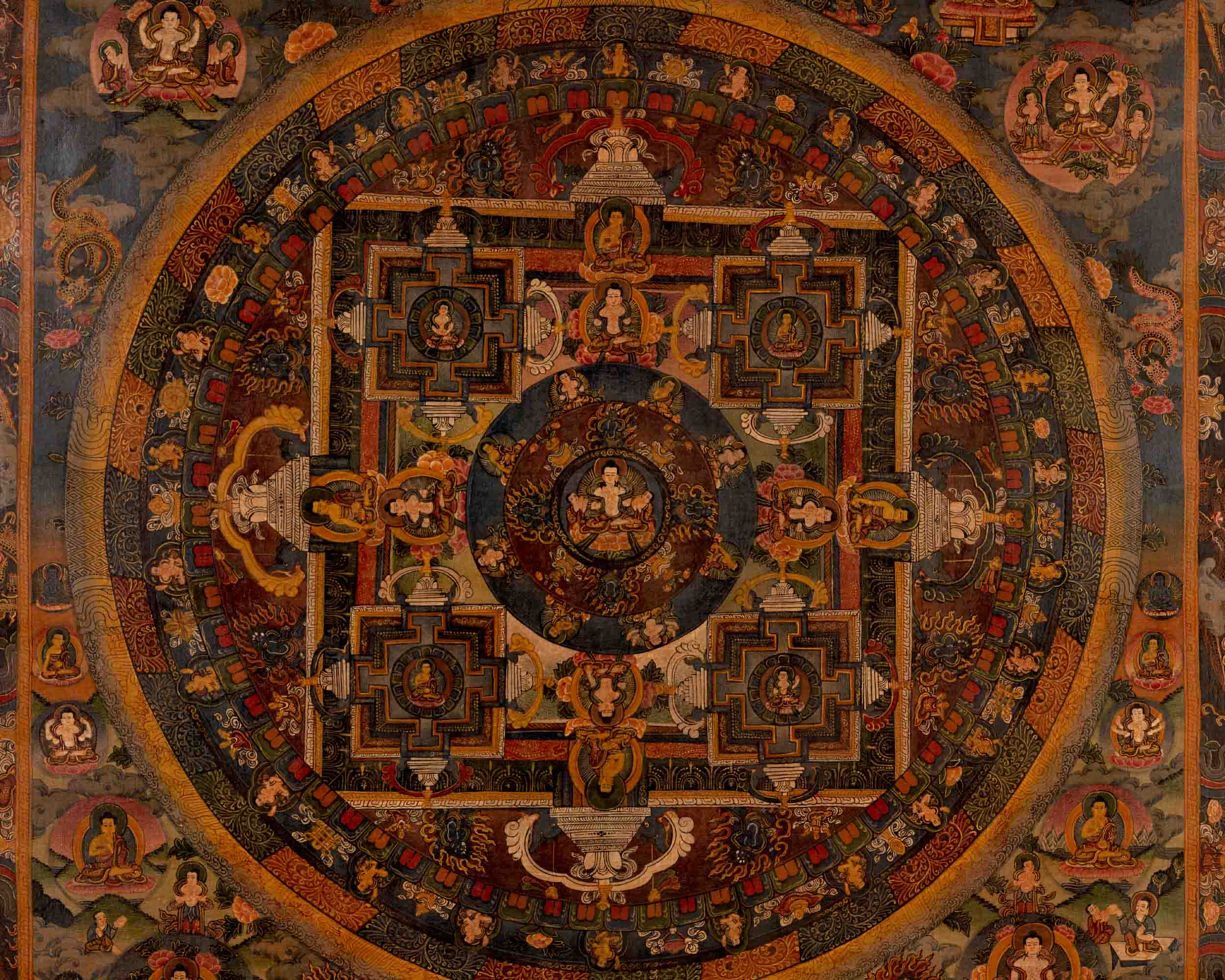 Bodhisattva Mandala Thangka | Traditional Tibetan Artwork | Wall Decors