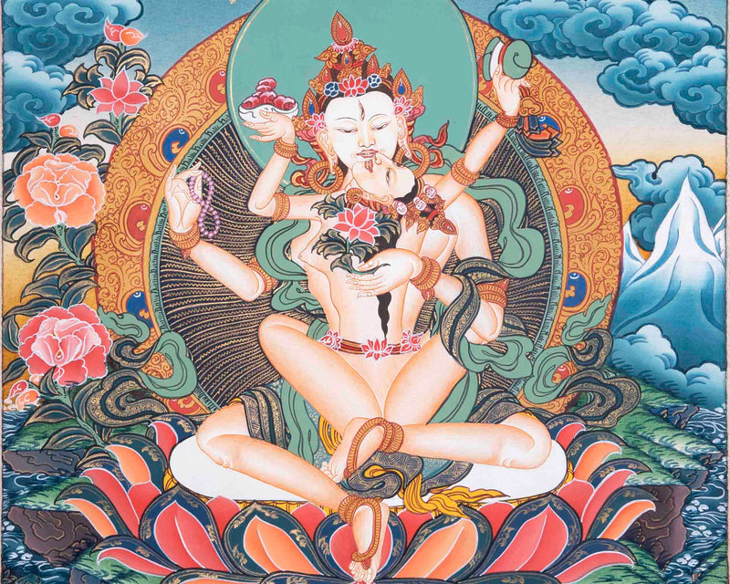 Avalokiteshvara Thangka Painting | Hanging Art For Office , Bedroom , Temple , Monastery or Farmhouse