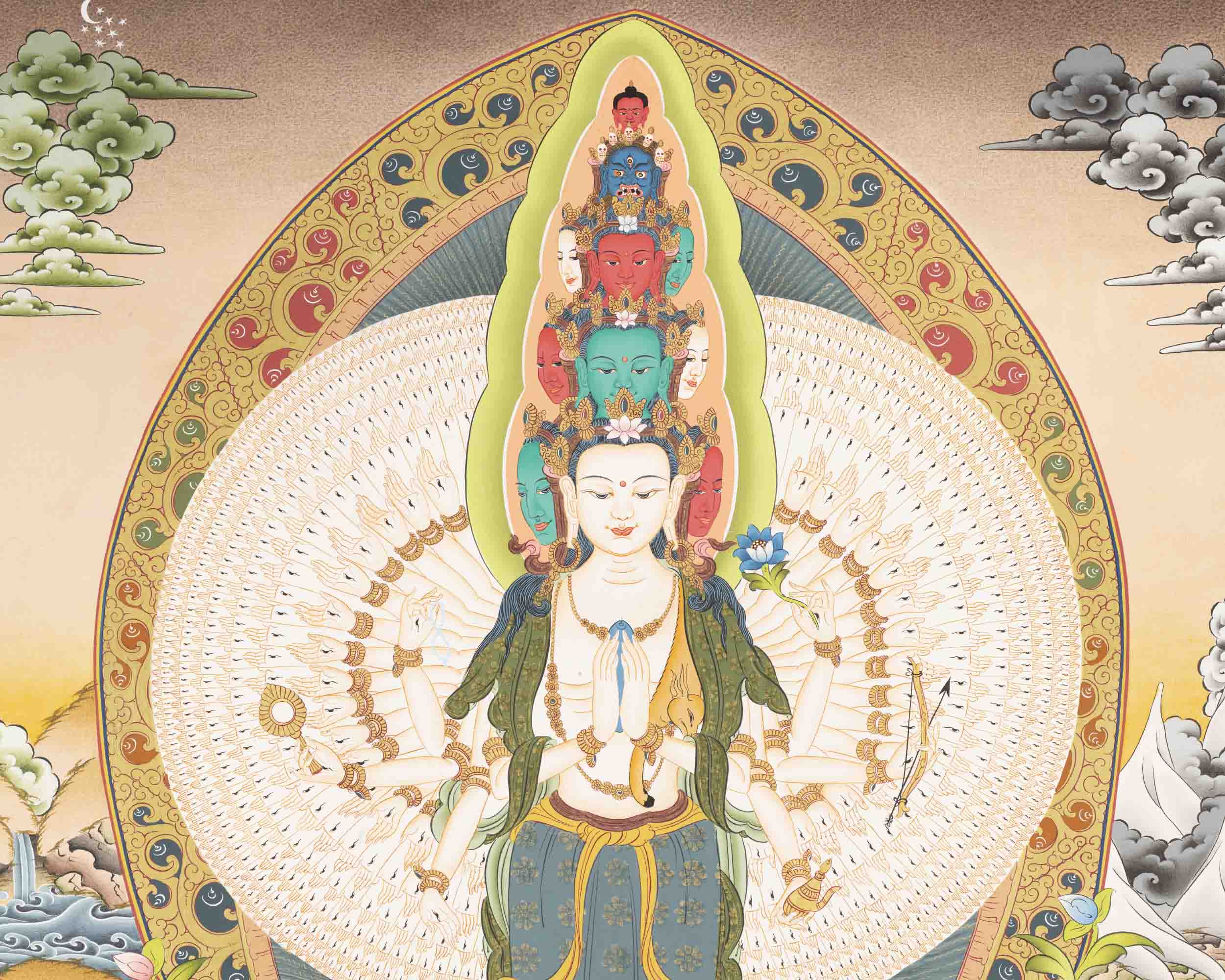 1000 Armed Bodhisattva Guanyin Chenrezig | Buddhist Thangka