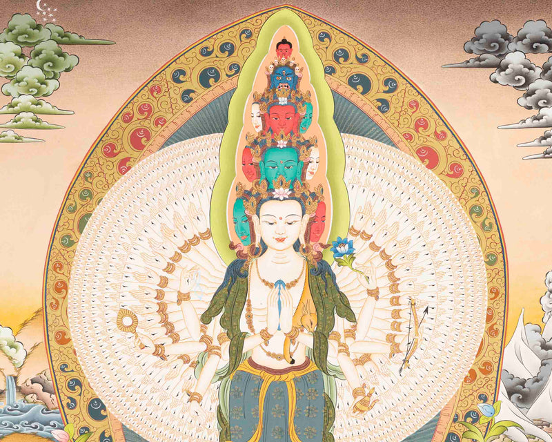 1000 Armed Bodhisattva Guanyin Chenrezig | Buddhist Thangka