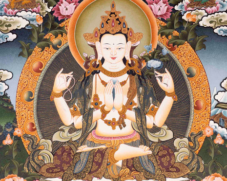 Avalokiteshvara Chengrezig Thangka | Wall Decoration Thangka Painting