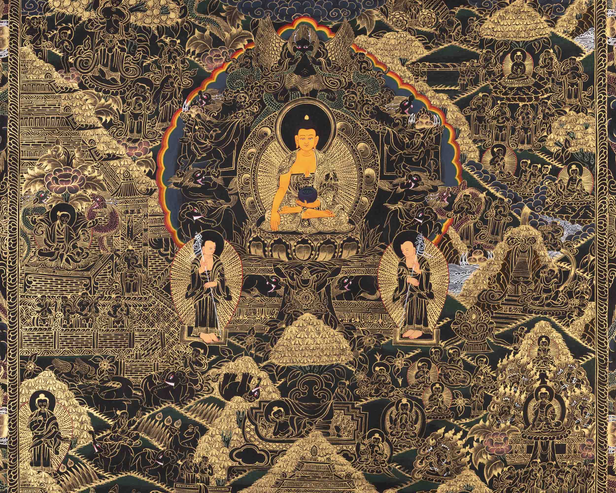 Buddha's Life Story | Traditional Tibetan Thangka | Wall Decors