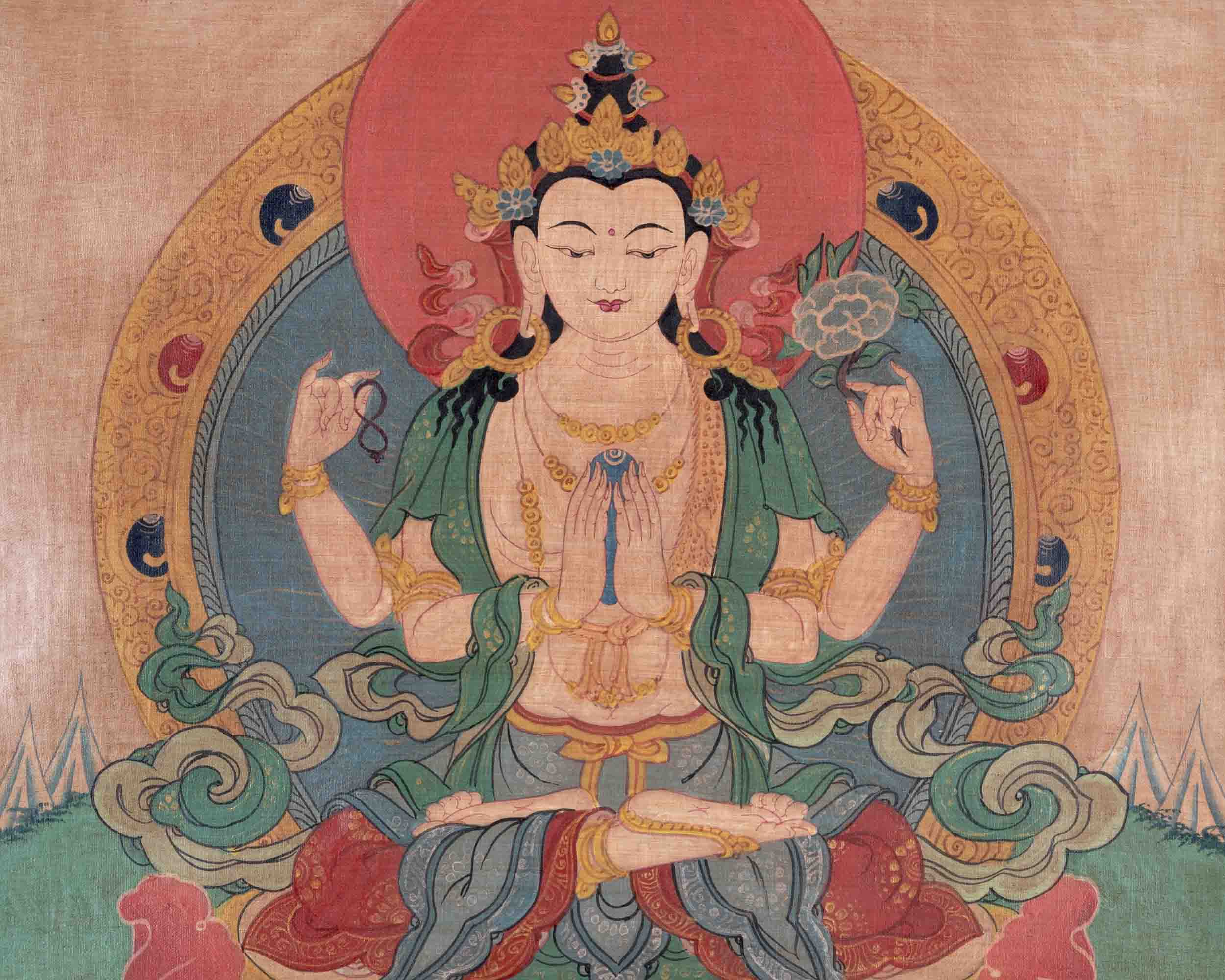 Chenresig's Compassion: A Sacred Avalokitesvara Thangka | Bodhisattva Of Compassion | Wall Decors