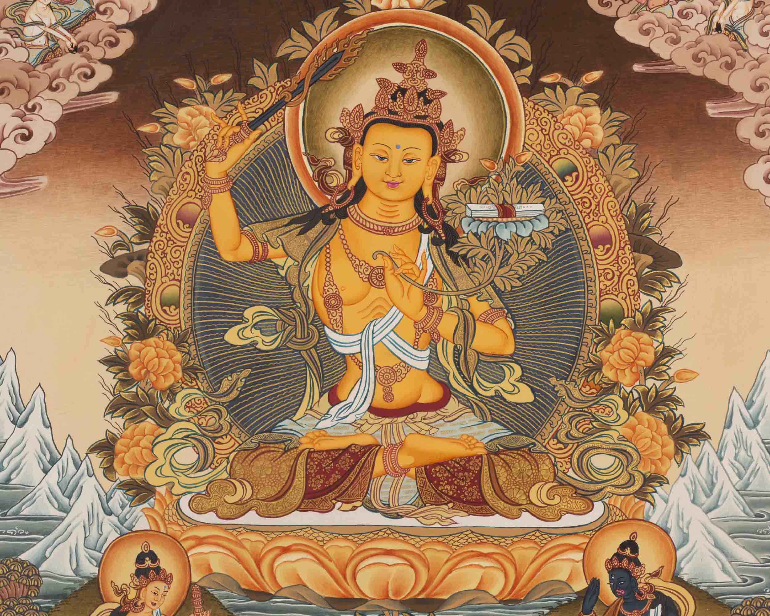 Manjushree Thangka | Bodhisattva Of Wisdom | Wall Decorative Art