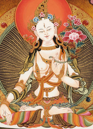 Tibetan White Tara Thangka | Tibetan Wall Decoration Painting