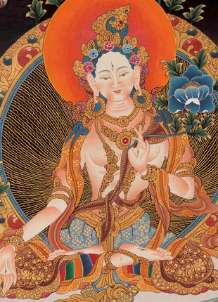 Religious White Tara Thangka | Female Bodhisattva