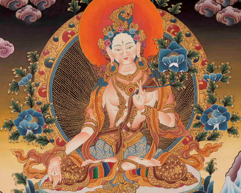 Religious White Tara Thangka | Female Bodhisattva